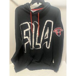 Vintage FILA Hoodie Black Large FILA Print Size L 1911 Sleeve Patch